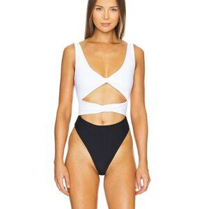 Lovers + Friends Women's White and Black Swimsuit-one-piece